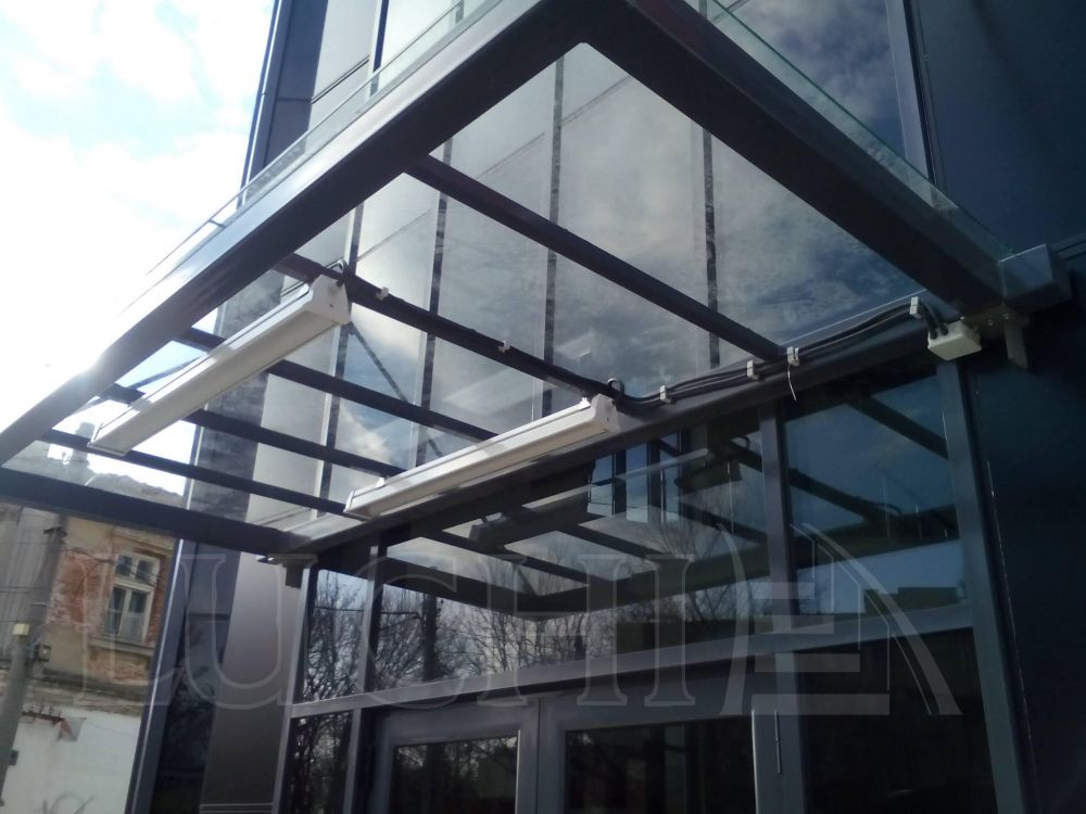 Glass visors and sheds